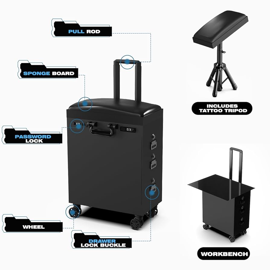 Amazon.com: Tattoo Travel Case Tattoo Trolley Case Portable